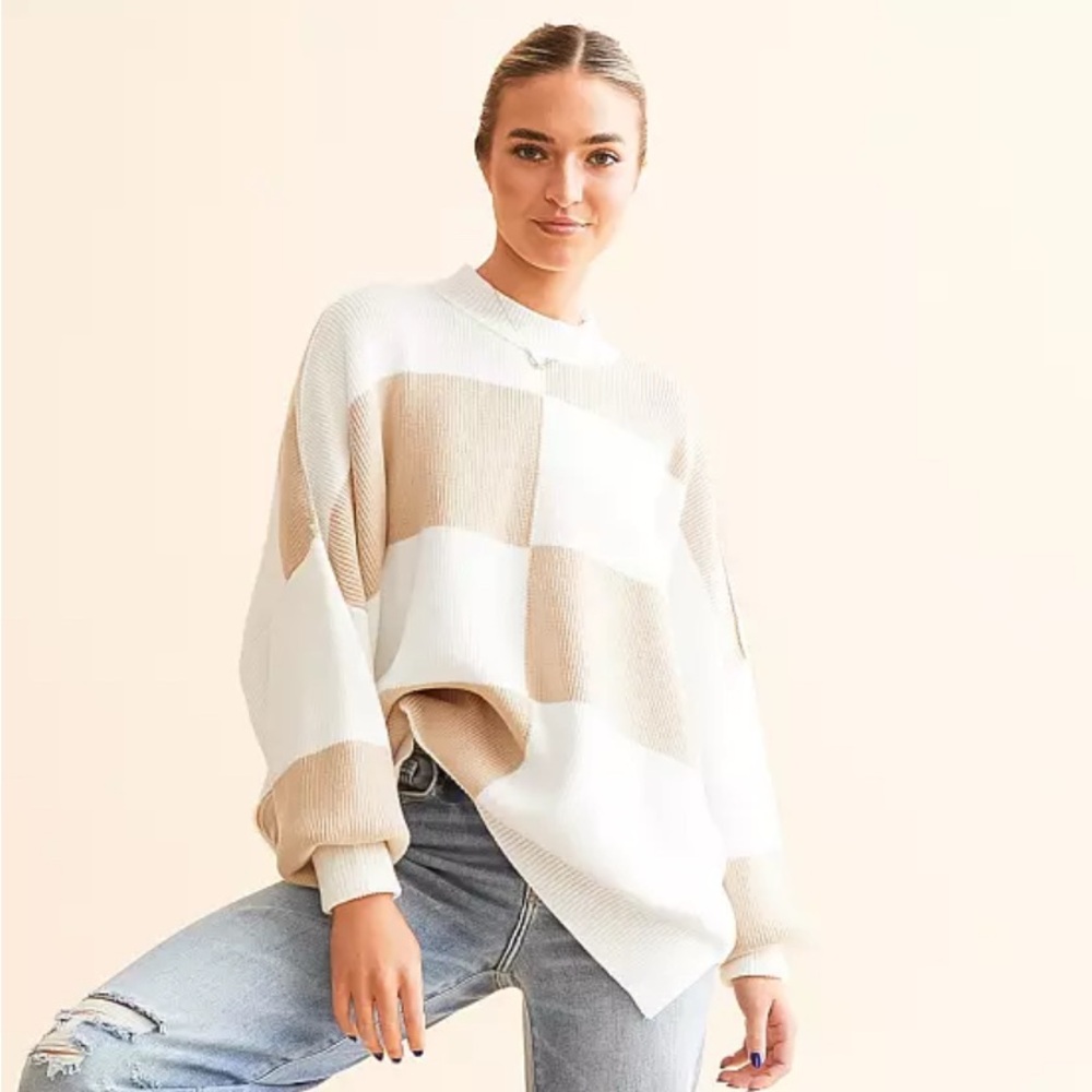 Free People Easy Street Tunic Sweater Oversized Cotton Blend Size Small NWT - Picture 3 of 9